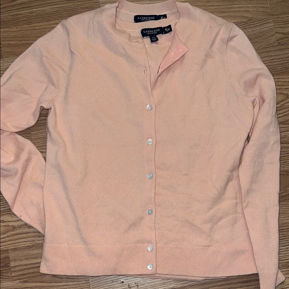 Lands' End Women's Peach Button Down Shirt 2 piece set.
